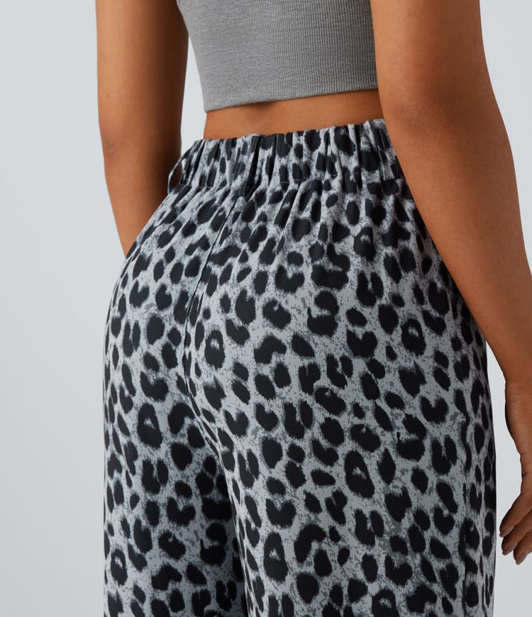 High Waisted Wide Leg Leopard Print Women's Pants for Casual Chic 5