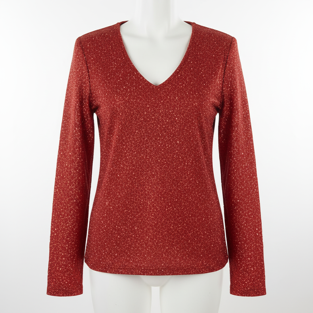 Caroline Glitter V-Neck Blouse | Women's Long Sleeve Top