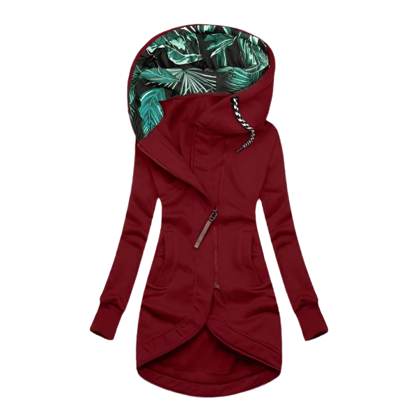 Asymmetrical Hooded Jacket | Women's Jacket with Floral Lining 4
