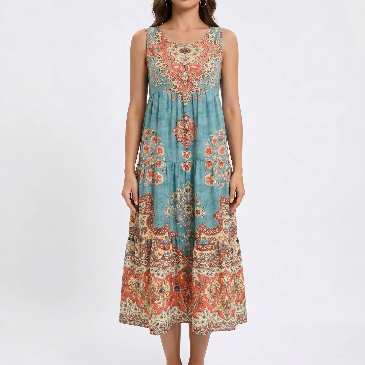 Blomsara - Sleeveless Tiered Maxi Dress