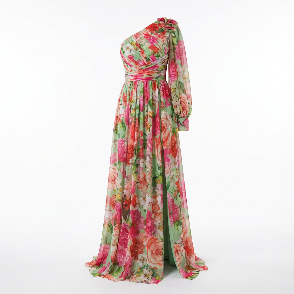 Christina | Women's One-Shoulder Floral Maxi Dress