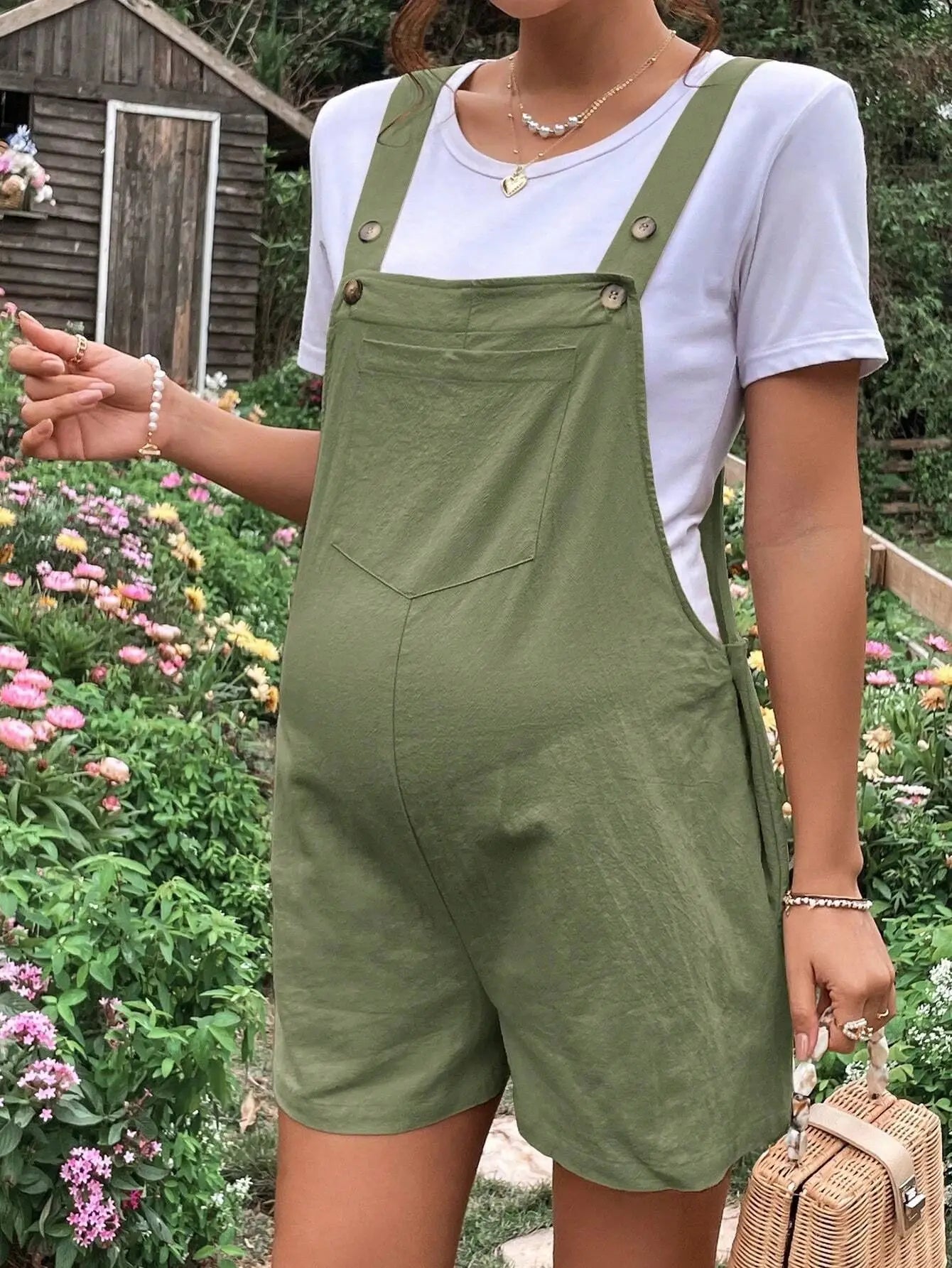 Elegant Maternity Jumpsuit with Adjustable Waist for Expecting Mothers - Casual Pregnancy Overalls in Soft Fabric