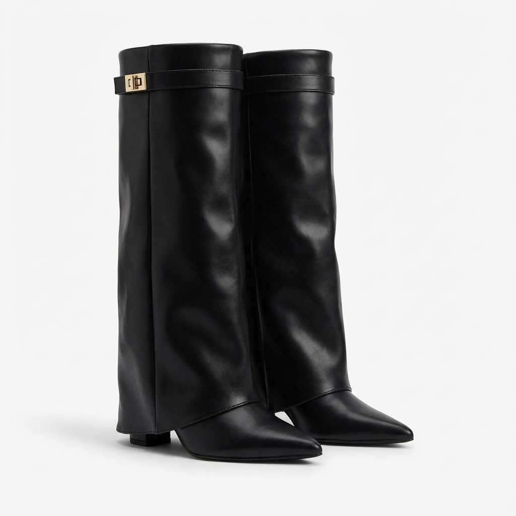 Nicole | Women's Knee-High Boots with Wide Heel and Pointed Toe