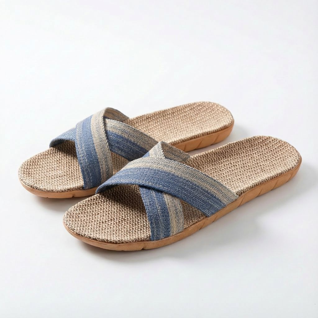 Sofia | Women's House Slippers with Crisscross Straps and Linen Insole | Natural