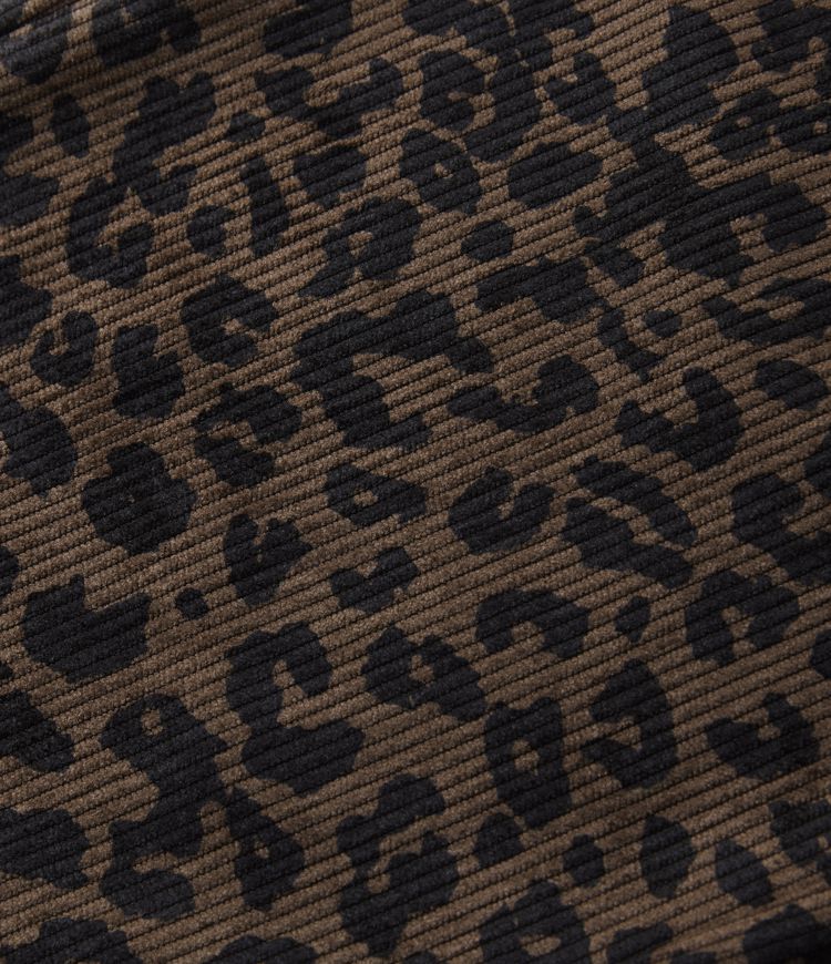 Leopard Print High Waisted Straight Leg Women's Pants in Soft Corduroy 7