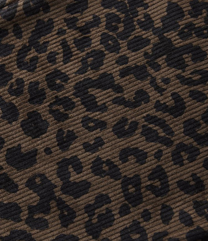 Leopard Print High Waisted Straight Leg Women's Pants in Soft Corduroy 7