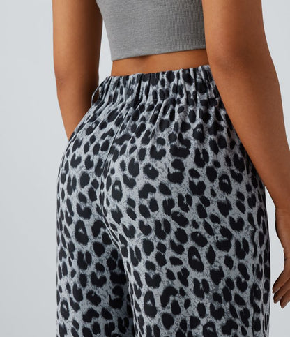 High Waisted Wide Leg Leopard Print Women's Pants for Casual Chic 5