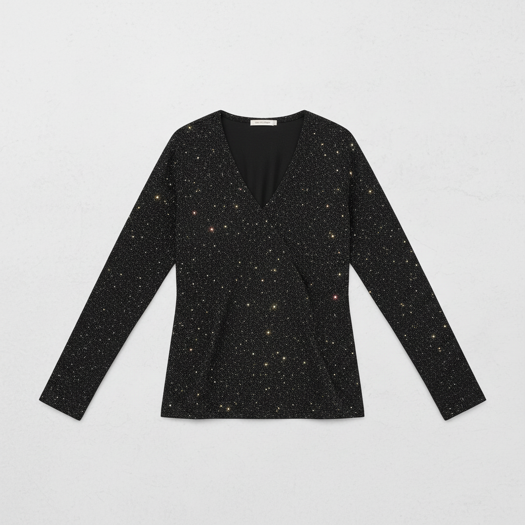 Caroline Glitter V-Neck Blouse | Women's Long Sleeve Top