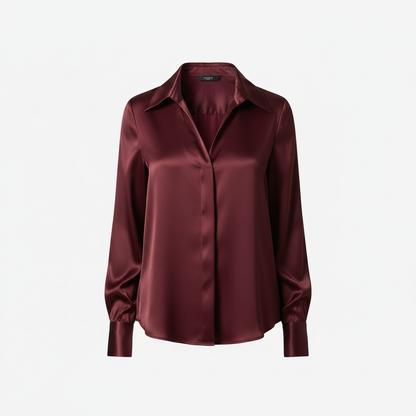 Gleame Satin Blouse | Women's Long Sleeve Plus Size Top