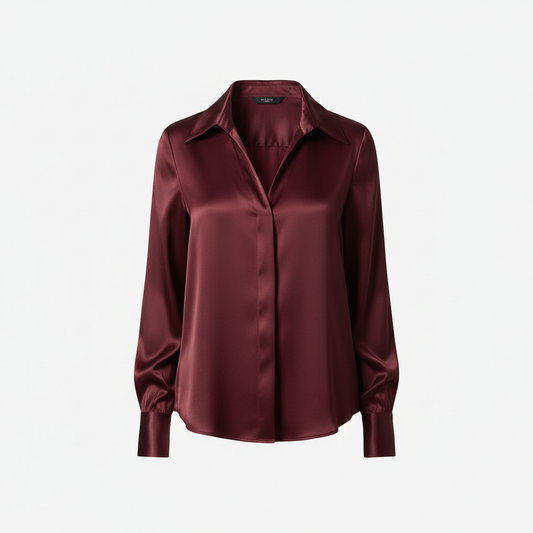 Gleame Satin Blouse | Women's Long Sleeve Plus Size Top