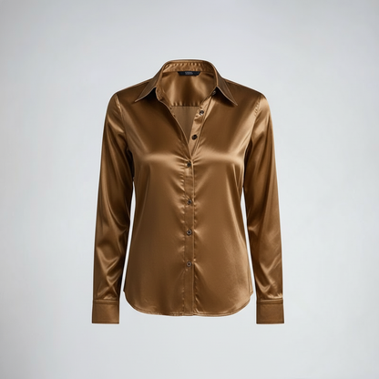Gleame Satin Blouse | Women's Long Sleeve Plus Size Top