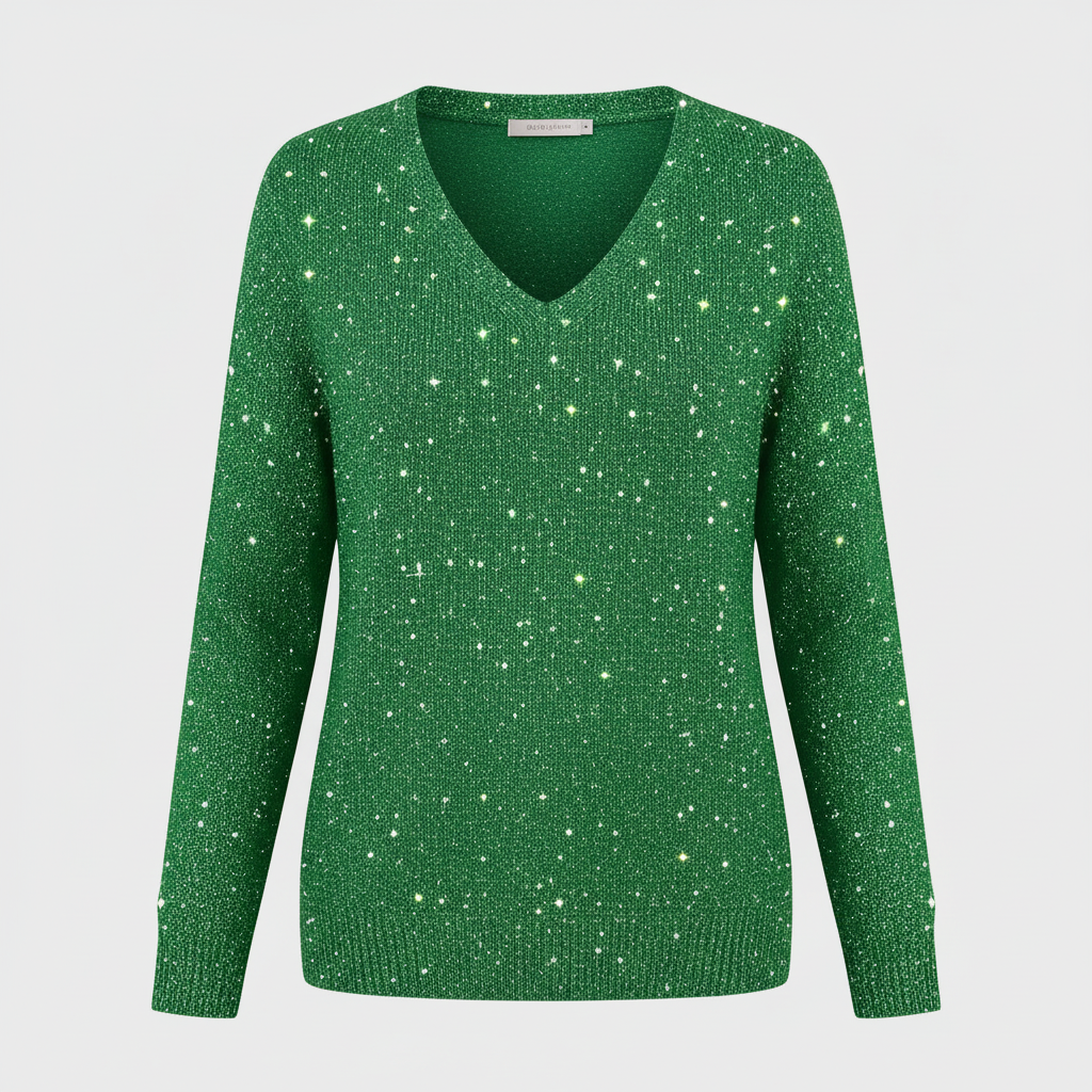 Caroline Glitter V-Neck Blouse | Women's Long Sleeve Top