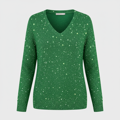 Caroline Glitter V-Neck Blouse | Women's Long Sleeve Top
