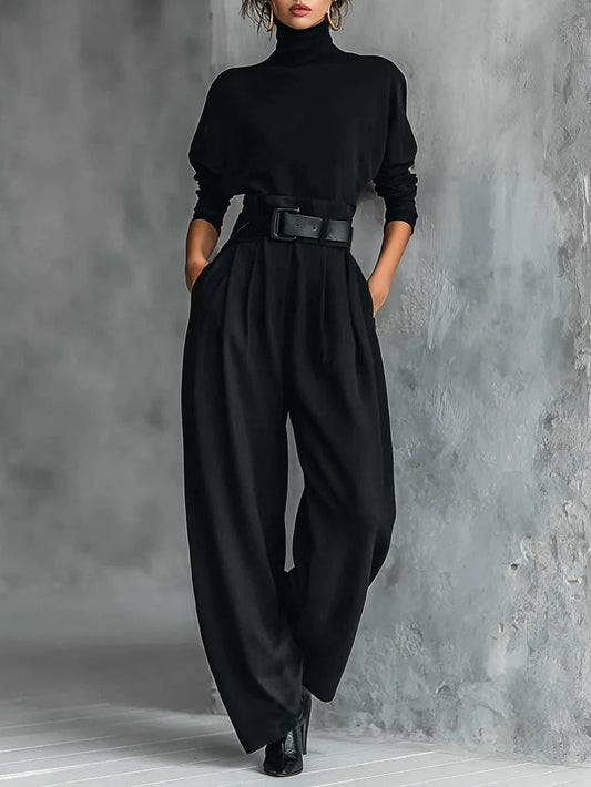 All-Black Turtleneck Set | Women's Outfit 0