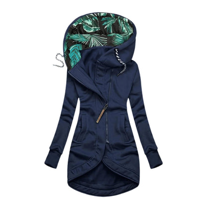 Asymmetrical Hooded Jacket | Women's Jacket with Floral Lining 1