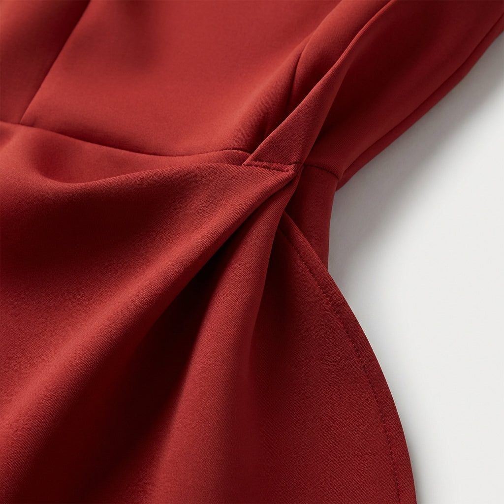 Augustine | Women's Draped Midi Dress Asymmetrical Ruffle