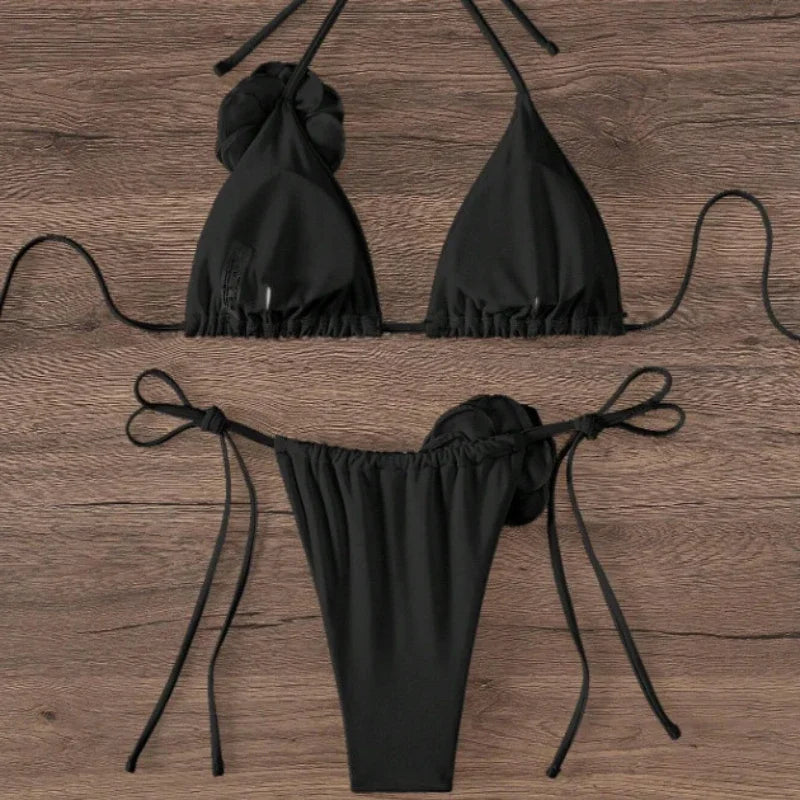 Aurevella™ - Halter Strappy Bikini Set