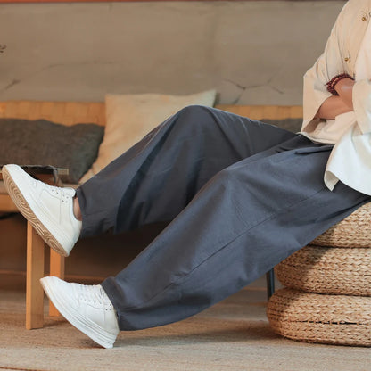 Black Harem Pants | Cotton Linen Loose Jogging Trousers 2