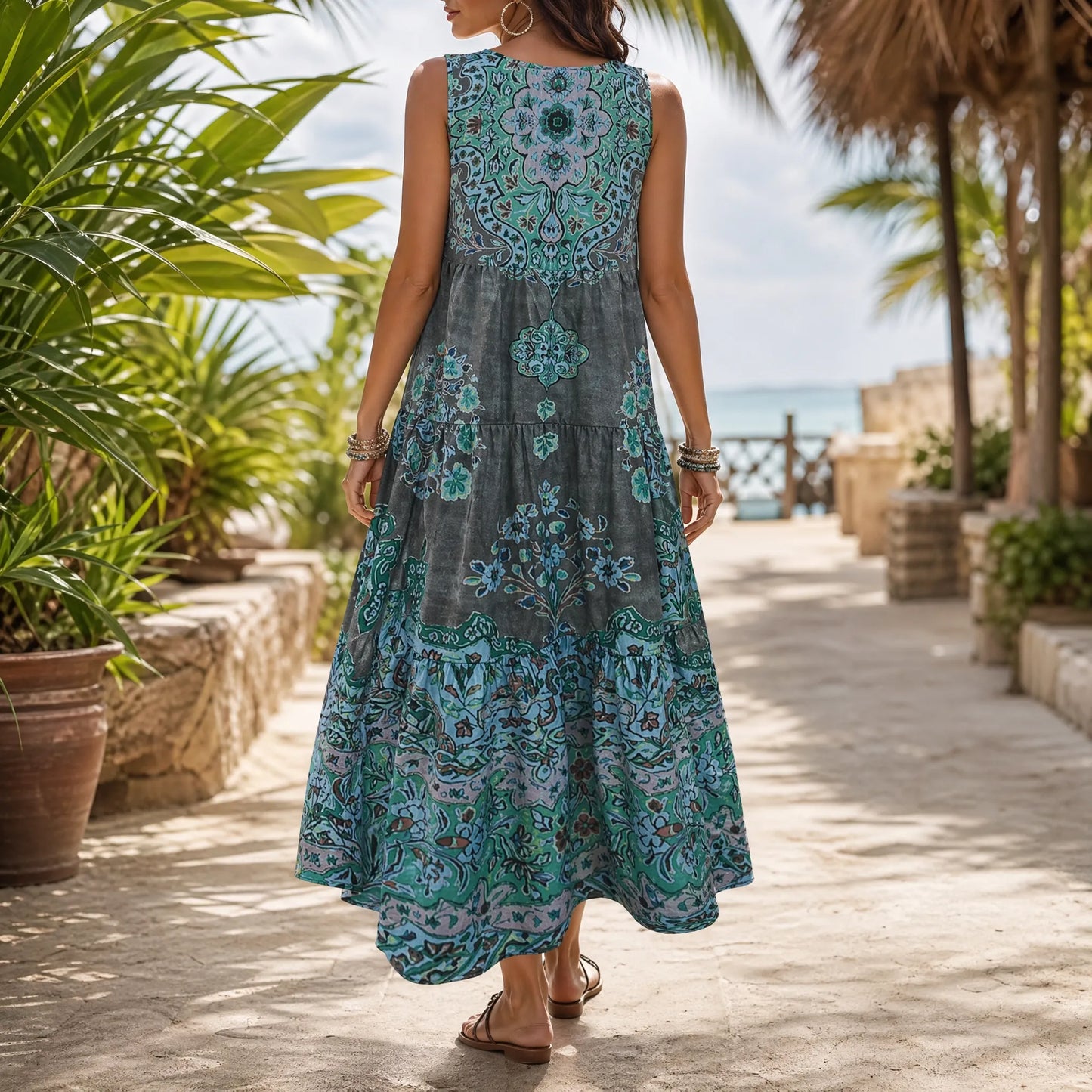 Blomsara - Sleeveless Tiered Maxi Dress