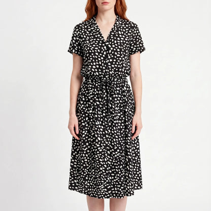 Blomsona - Short Sleeve Shirt Dress With Waistband