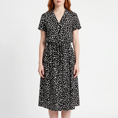 Blomsona - Short Sleeve Shirt Dress With Waistband