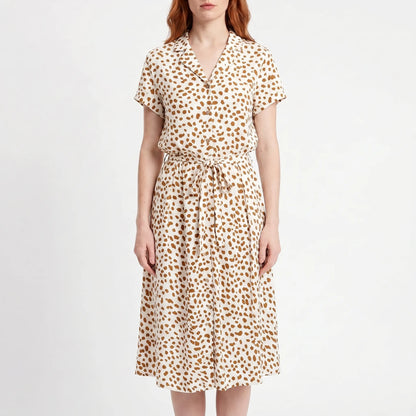 Blomsona - Short Sleeve Shirt Dress With Waistband