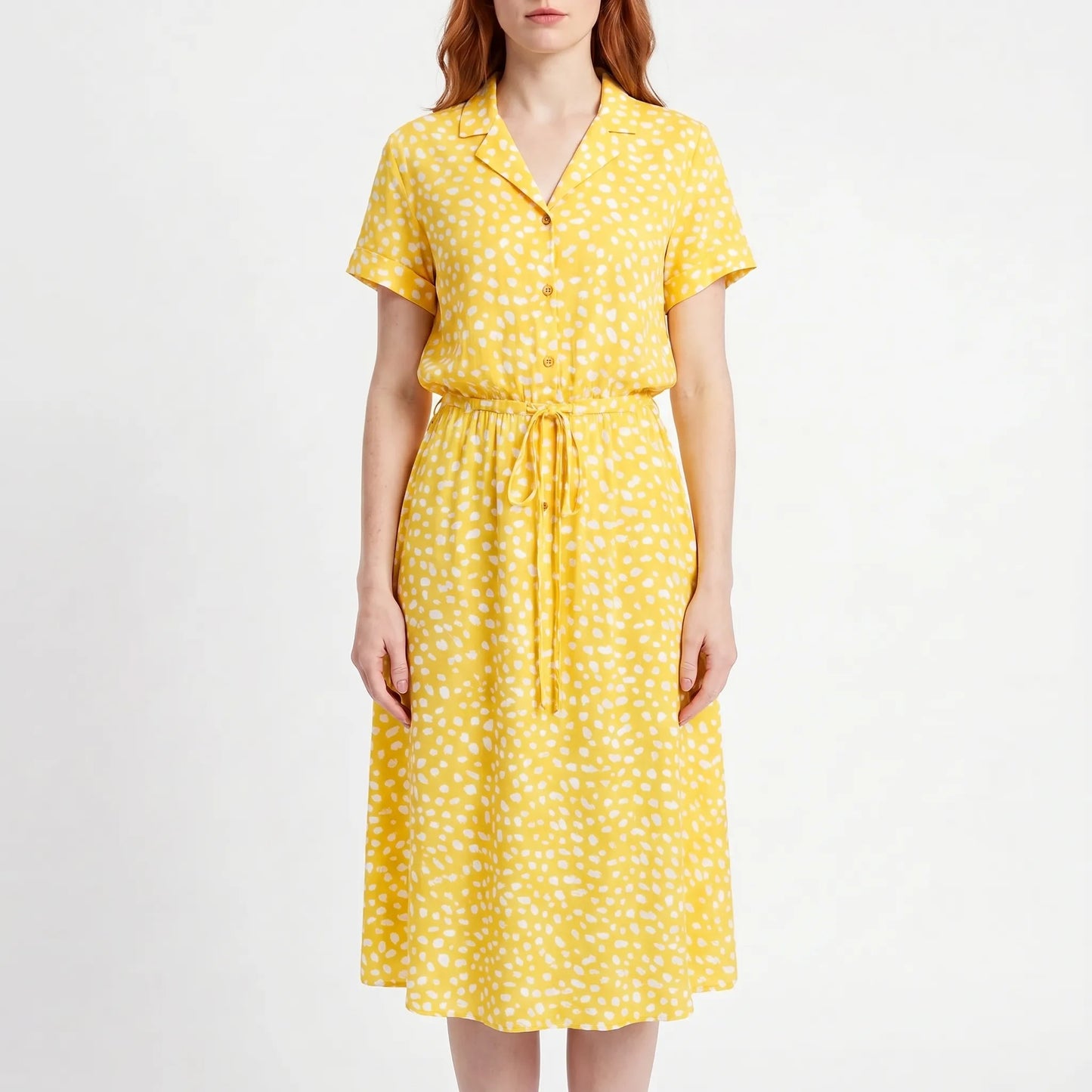 Blomsona - Short Sleeve Shirt Dress With Waistband