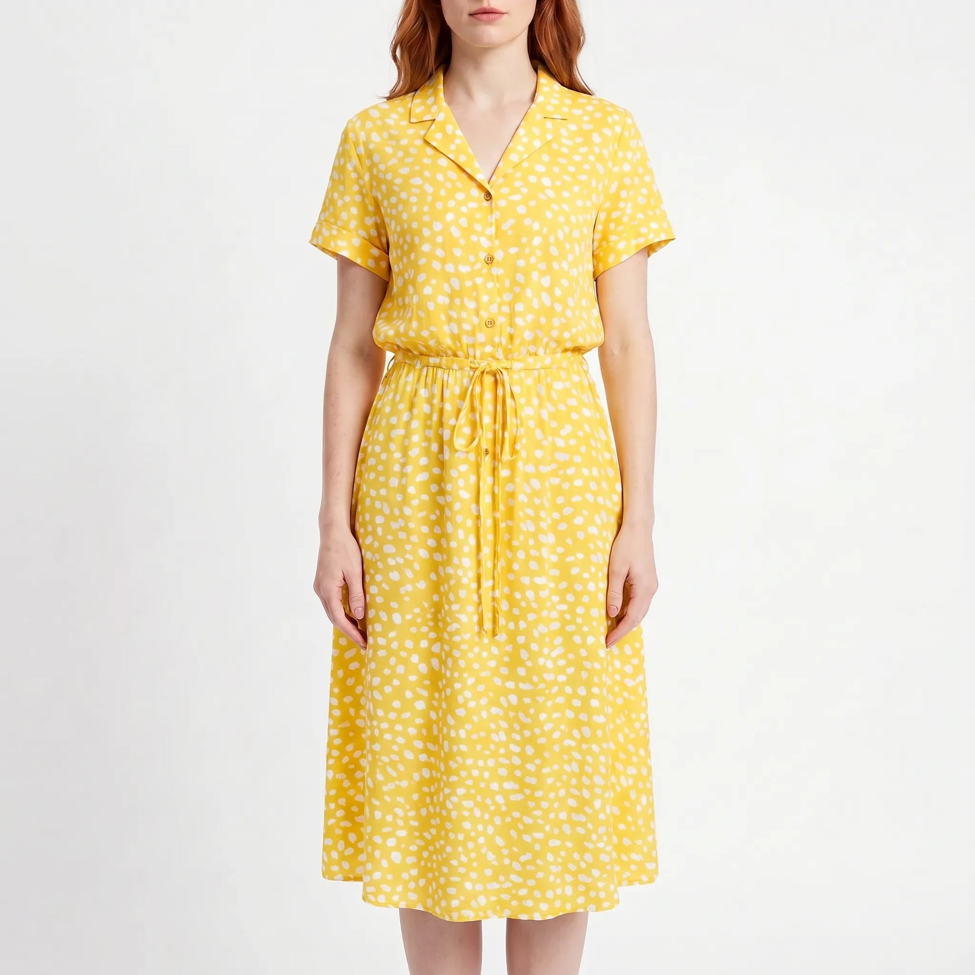 Blomsona - Short Sleeve Shirt Dress With Waistband
