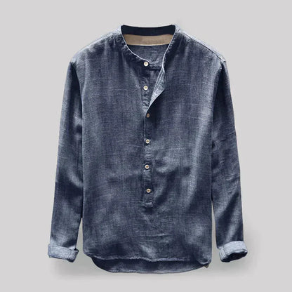 Men's Linen Blend Blouse | Casual Long Sleeve Shirt 1