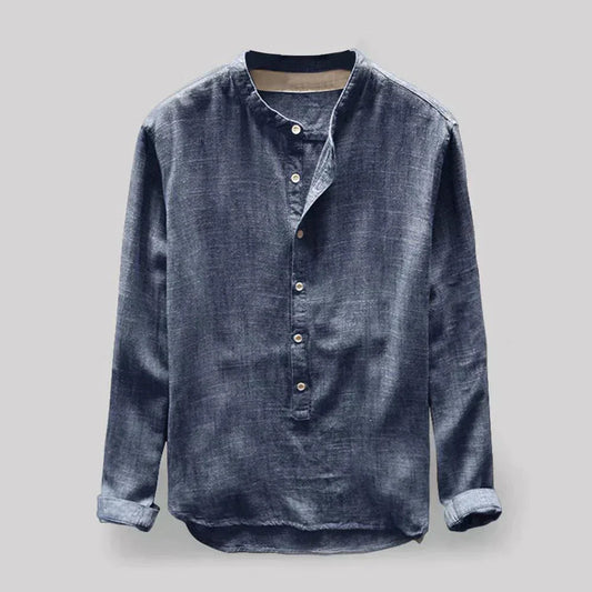 Men's Linen Blend Blouse | Casual Long Sleeve Shirt 1