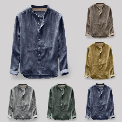Men's Linen Blend Blouse | Casual Long Sleeve Shirt 2