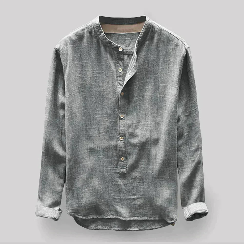 Men's Linen Blend Blouse | Casual Long Sleeve Shirt 5