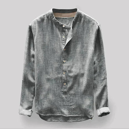 Men's Linen Blend Blouse | Casual Long Sleeve Shirt 5