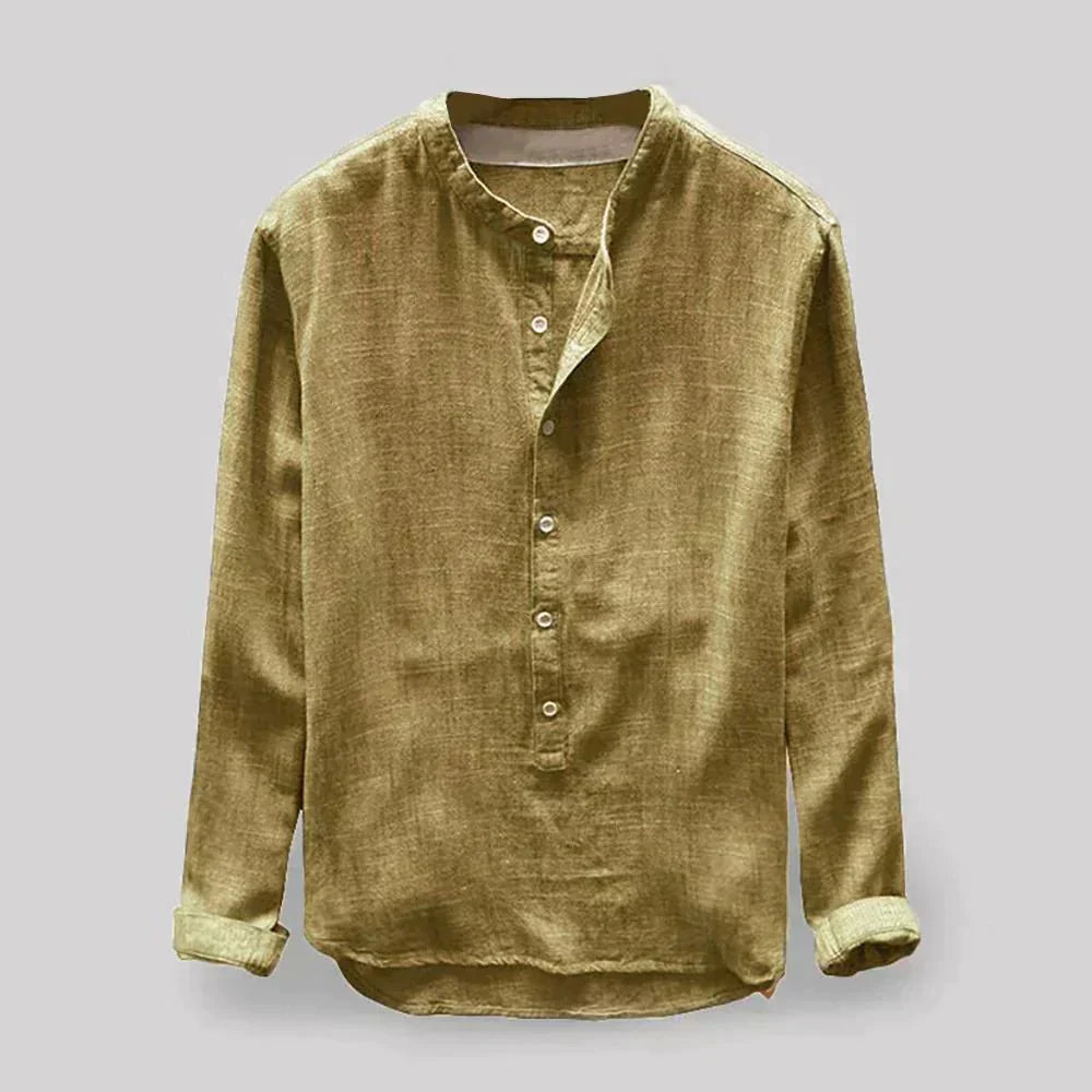 Men's Linen Blend Blouse | Casual Long Sleeve Shirt 6