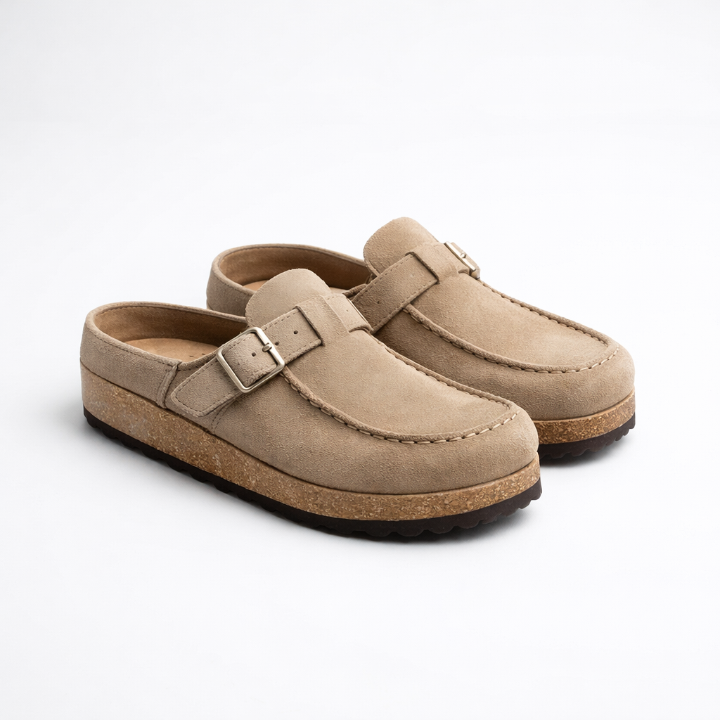 Carmen | Women's Clogs with Decorative Buckle and Visible Stitching | Retro