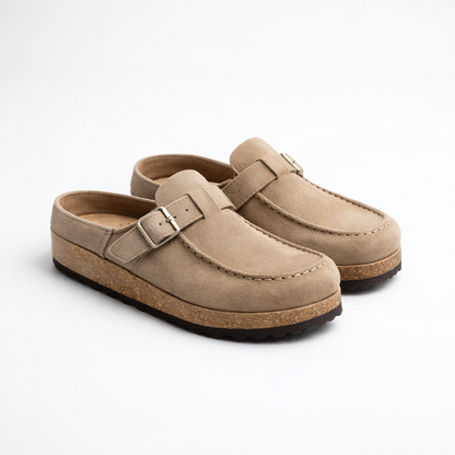 Carmen | Women's Clogs with Decorative Buckle and Visible Stitching | Retro