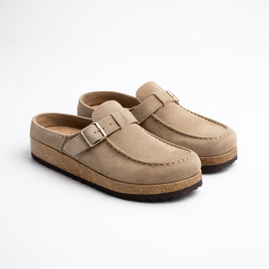 Carmen | Women's Clogs with Decorative Buckle and Visible Stitching | Retro
