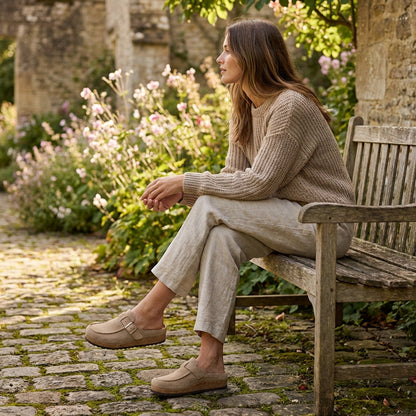 Carmen | Women's Clogs with Decorative Buckle and Visible Stitching | Retro