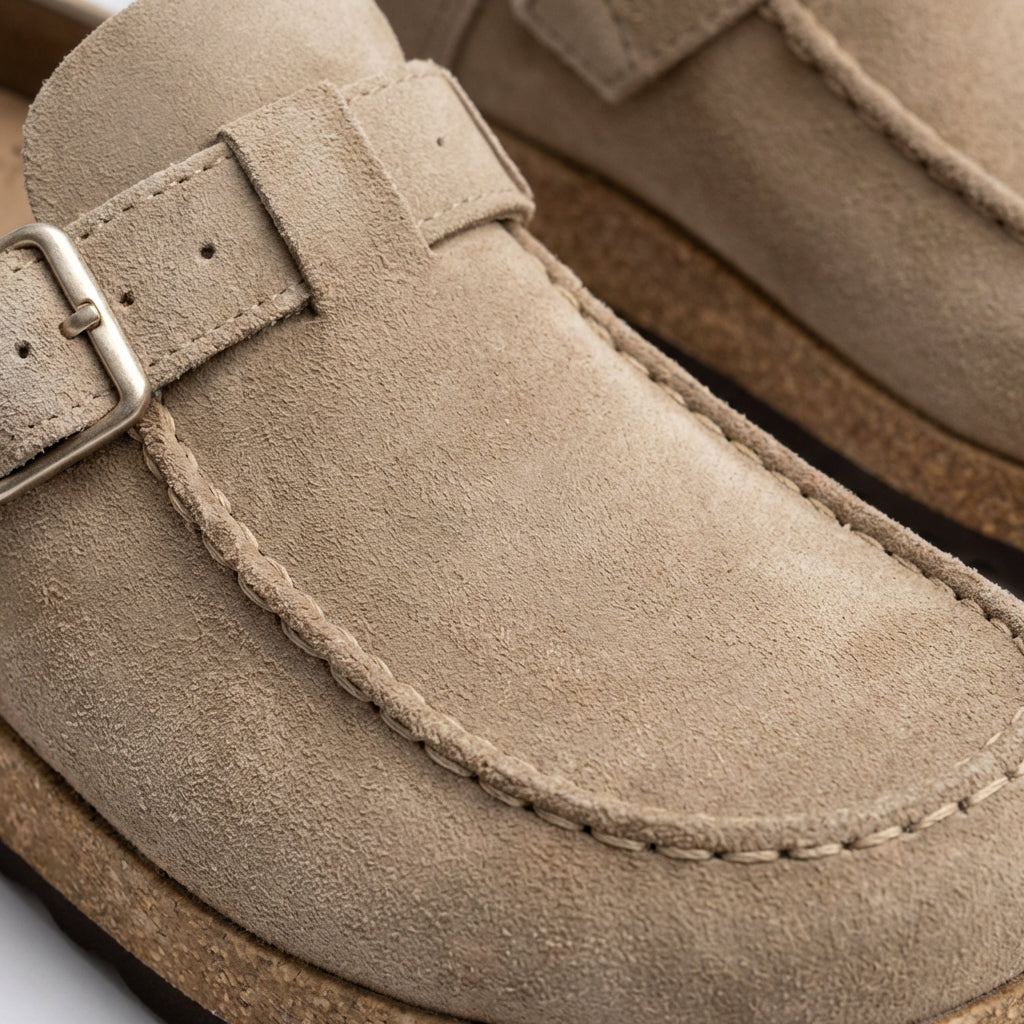 Carmen | Women's Clogs with Decorative Buckle and Visible Stitching | Retro