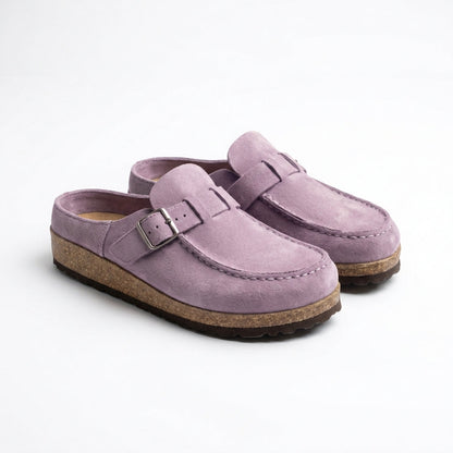 Carmen | Women's Clogs with Decorative Buckle and Visible Stitching | Retro