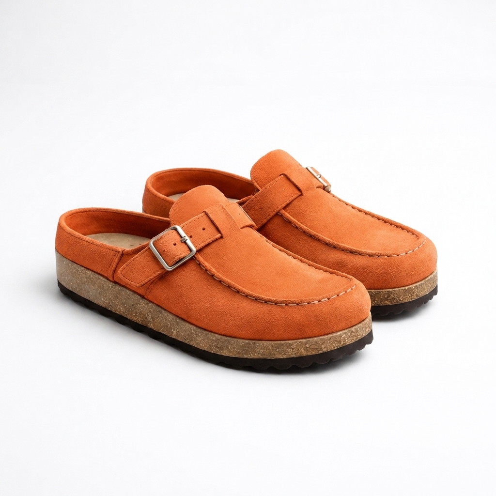 Carmen | Women's Clogs with Decorative Buckle and Visible Stitching | Retro