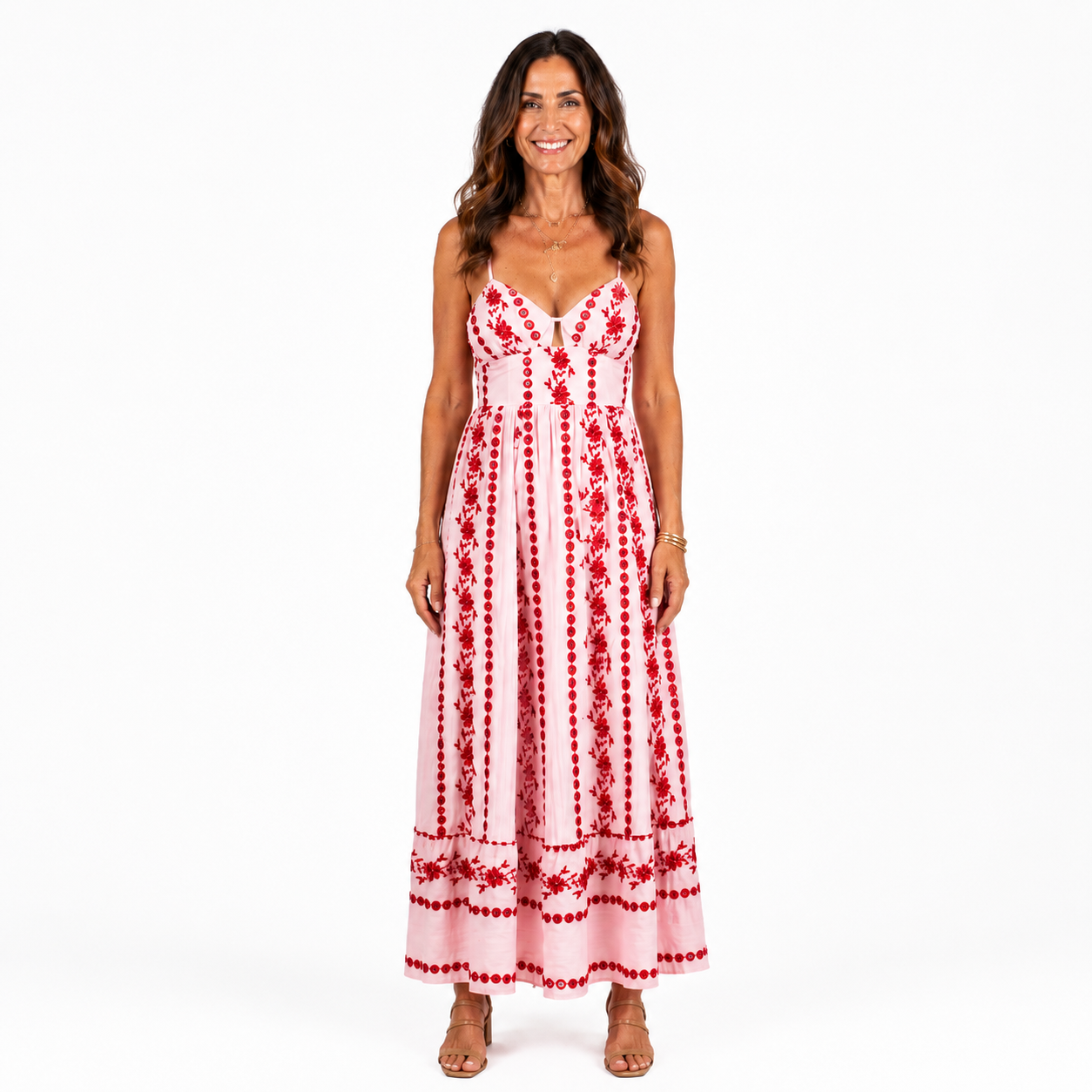 Chic Women's V-Neck Hollow Out Summer Dress for Beach and Casual Outings