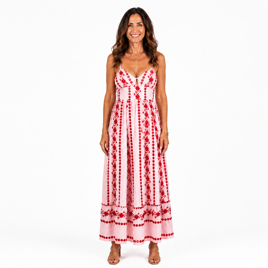 Chic Women's V-Neck Hollow Out Summer Dress for Beach and Casual Outings