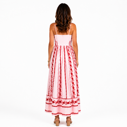 Chic Women's V-Neck Hollow Out Summer Dress for Beach and Casual Outings