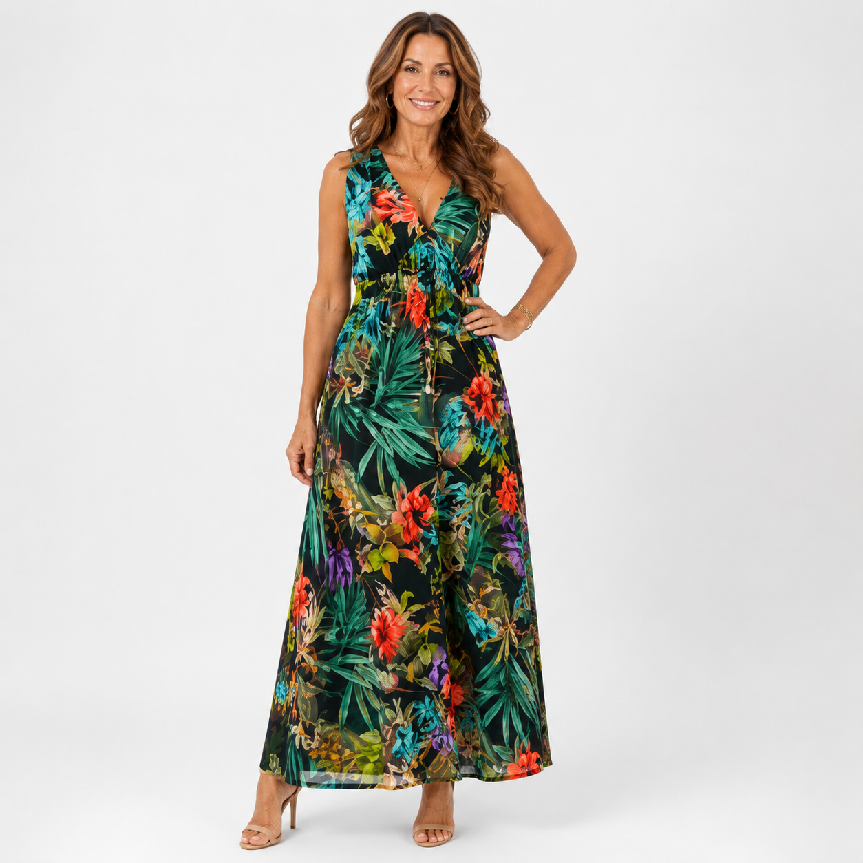 Elegant Floral Chiffon A-Line Summer Dress for Women - Bohemian Style Casual Wear