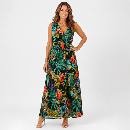Elegant Floral Chiffon A-Line Summer Dress for Women - Bohemian Style Casual Wear