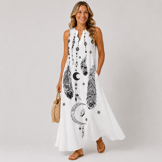 Bohemian Sleeveless Maxi Dress - Effortless Womens Dress for Summer