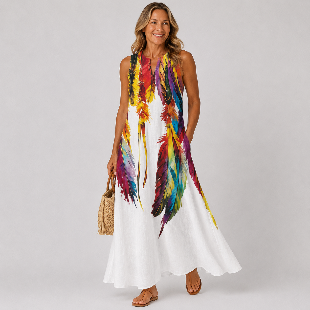 Bohemian Sleeveless Maxi Dress - Effortless Womens Dress for Summer