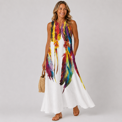 Bohemian Sleeveless Maxi Dress - Effortless Womens Dress for Summer
