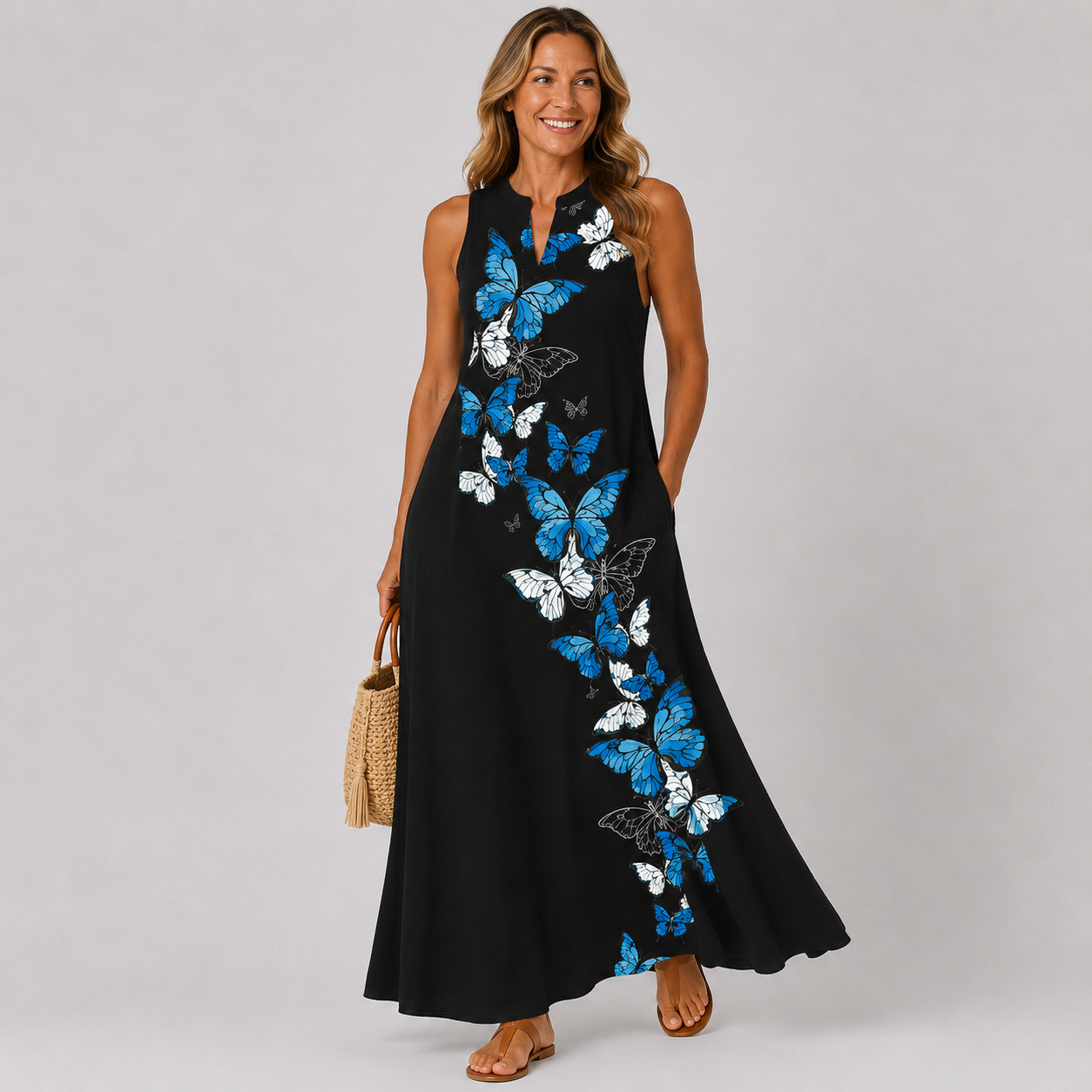 Bohemian Sleeveless Maxi Dress - Effortless Womens Dress for Summer